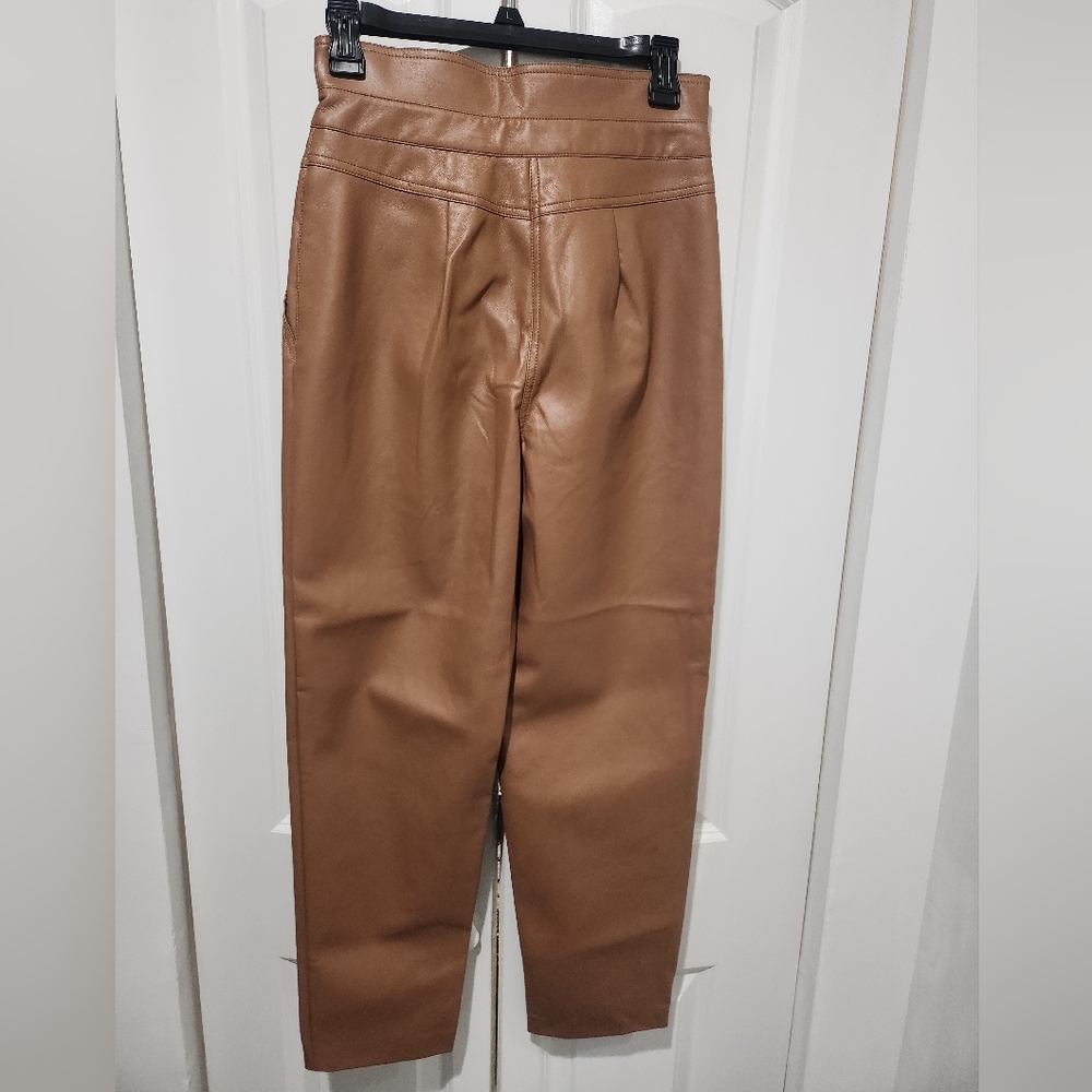 ARIA ROSE  Brown Lean High Rise Faux Leather Skinny Pants.Size SMALL - Picture 4 of 8
